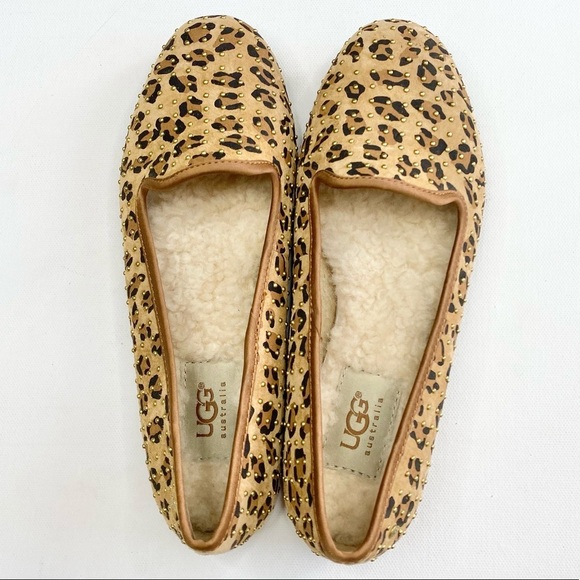 UGG Alloway Leopard Suede Flats With Lining 5 - Picture 4 of 10